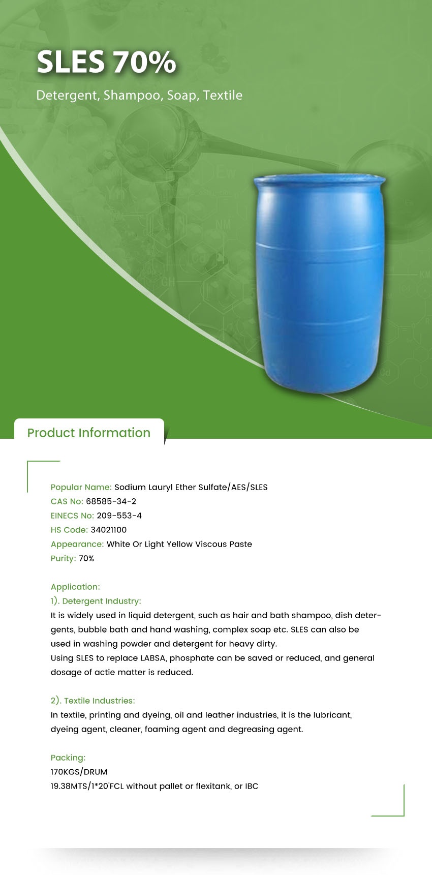 SLES 70% - Buy SLES 70% Product on Zibo Aiheng New Material CO., Ltd